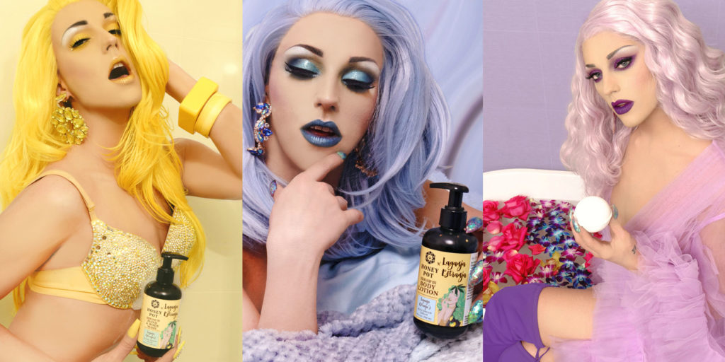 Photos of Laganja Estranja with Honey Pot Hemp CBD Body Care Products